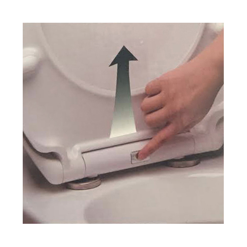 White Duroplast toilet seat with soft-close hinges